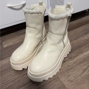 Women's Cream Ankle Boots